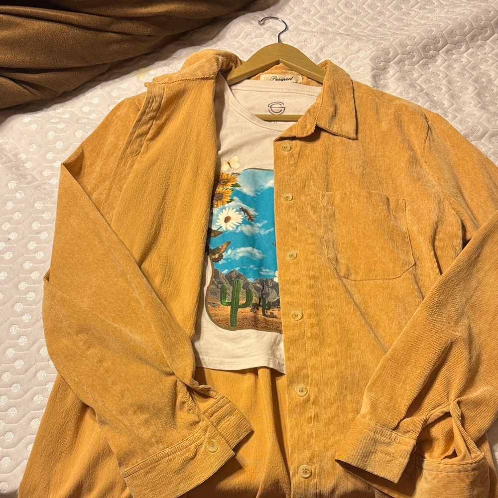 Women's Mustard Corduroy Crop Top
